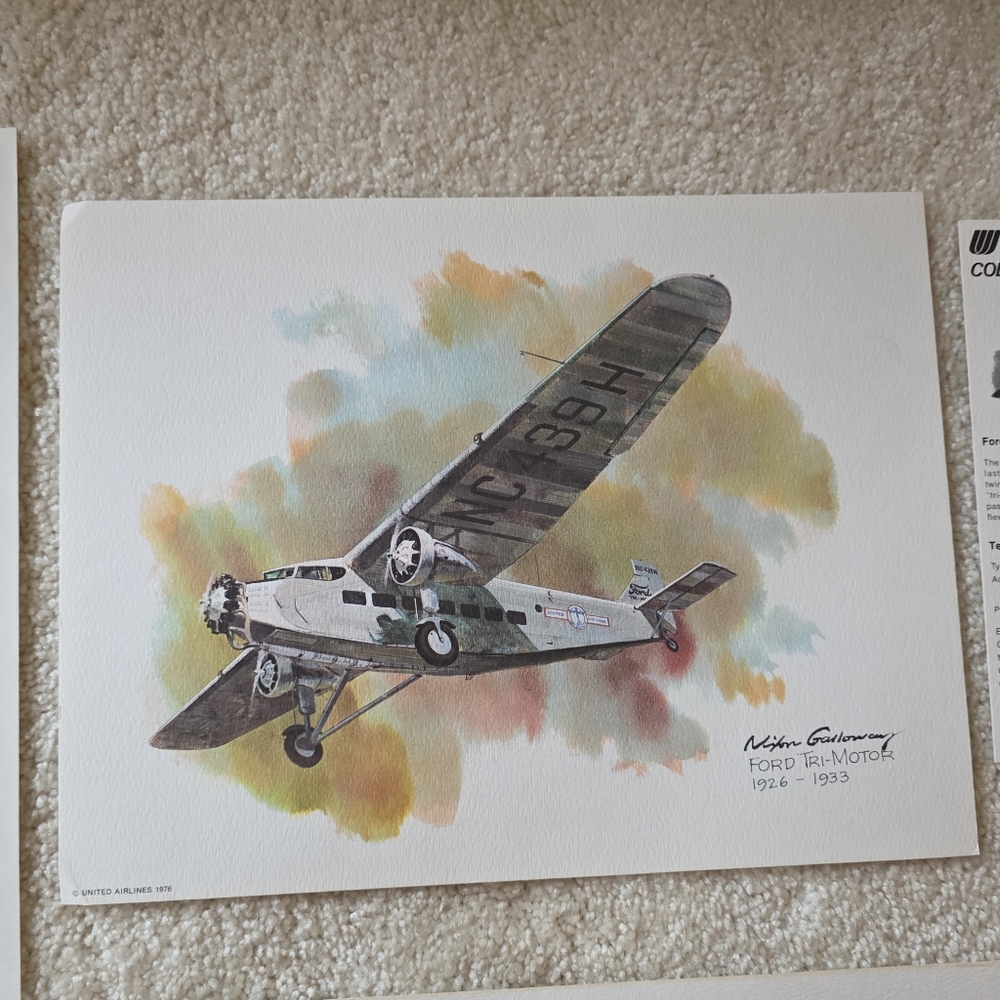 UNITED AIRLINES Lot Of 22 Vintage Aircraft Art Prints By Nixon Galloway - Picture 1 of 15